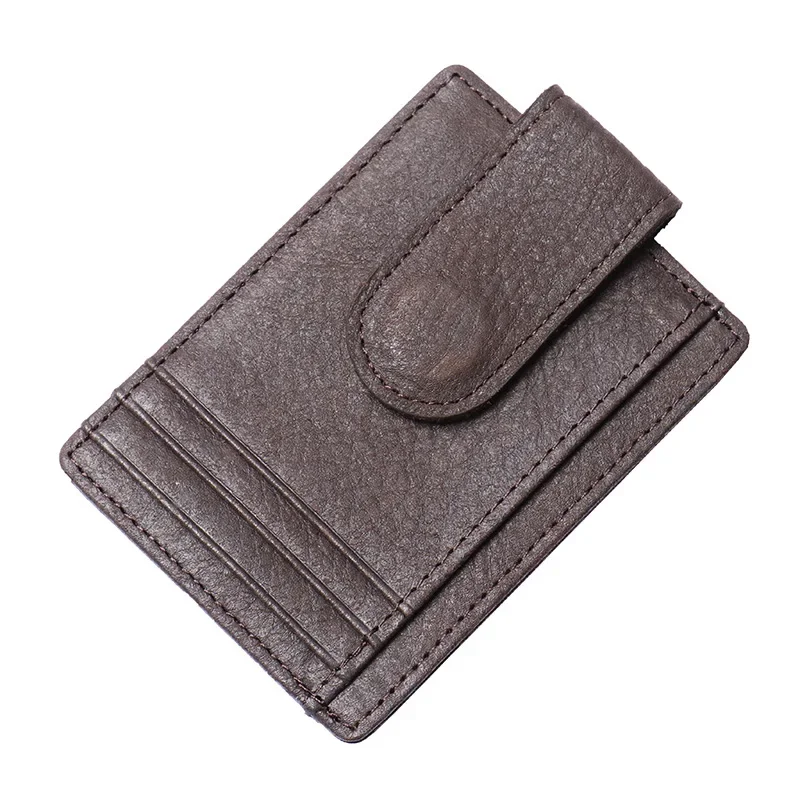 

Genuine Leather RFID Blocking Card Holder for Men, Vintage Style Magnetic Wallet with Multiple Card Slots