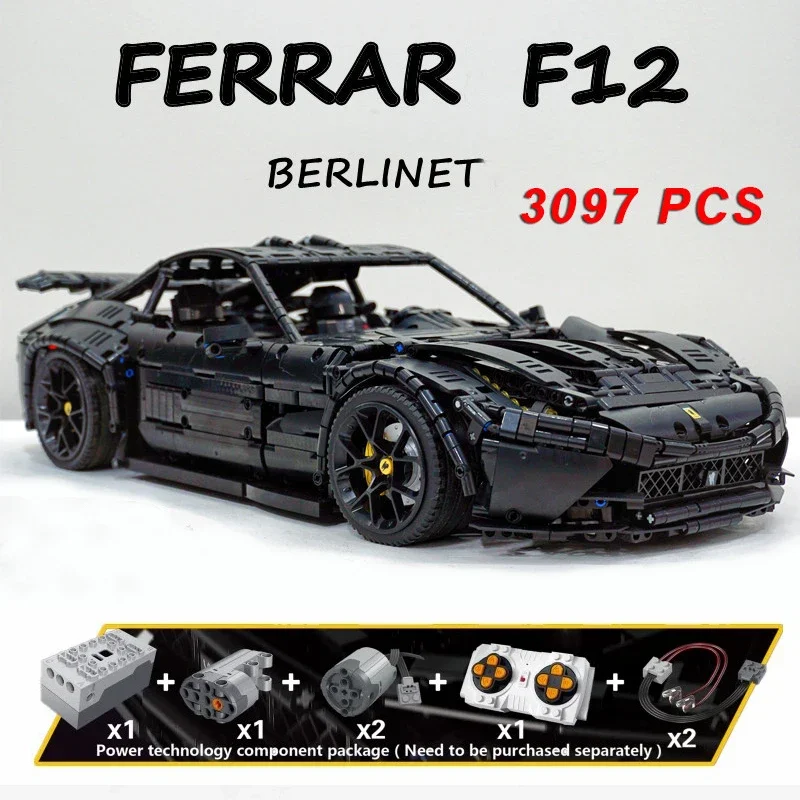 

New High-Tech 91102 3097Pcs Moc F12 Super Sport Black Racing Car Model RSR Bricks Building Blocks Toys Children Gifts