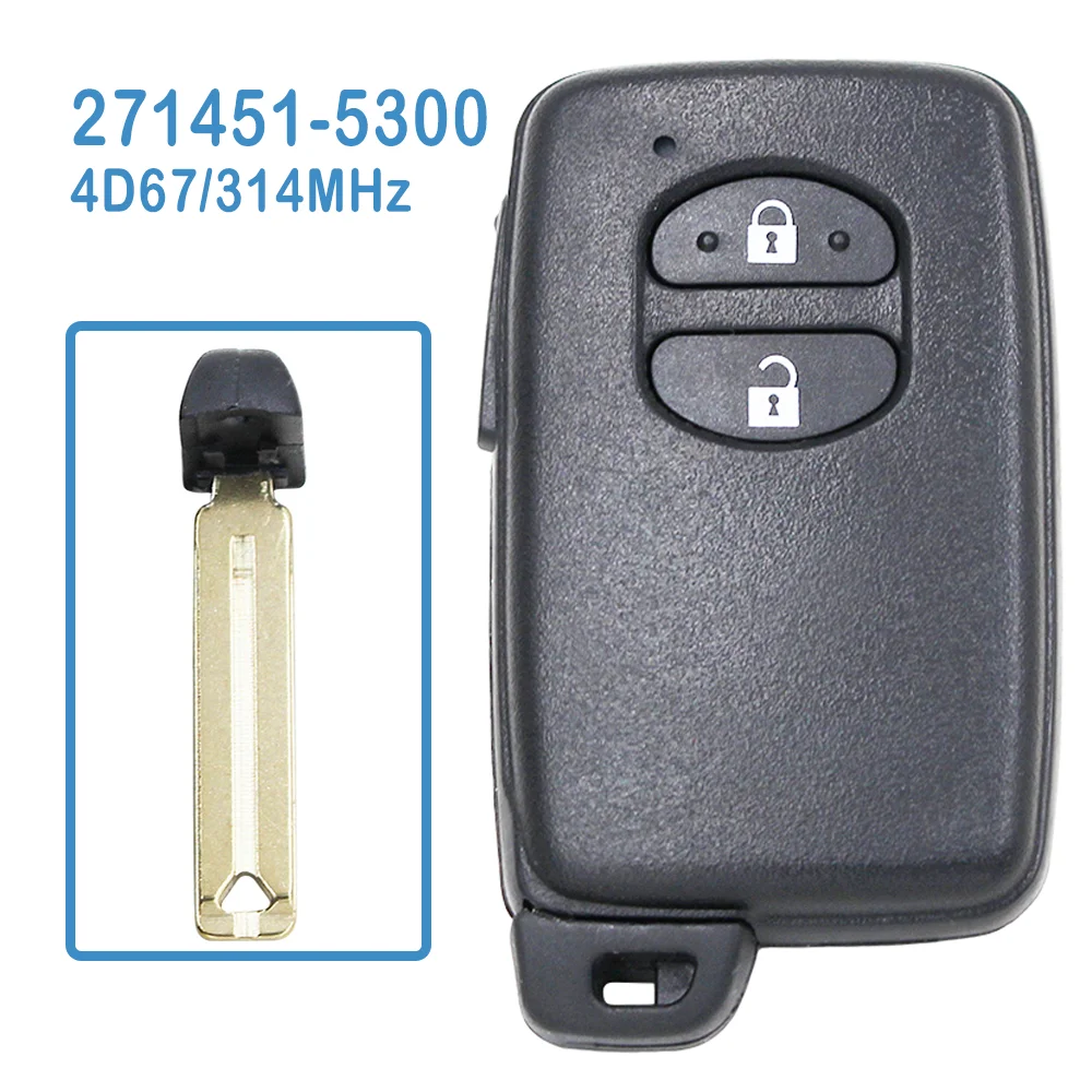 

Board#: 271451-5300 PN: 89904-47170 Auto Smart Remote 2B FSK 314MHz 4D67 Chip Replace Car Key For Toyota Prius Aqua Corolla IQ