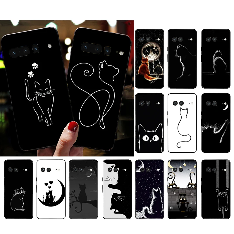 

Black Cat Phone Case for Google Pixel 8 7 Pro 7a 6A 6 Pro 5A 4A 3A Pixel 4 XL Pixel 5 6 4 3 3A XL Funda