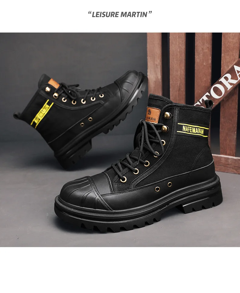 Men's Breathable High-top Boots with Thick Soles - true deals club