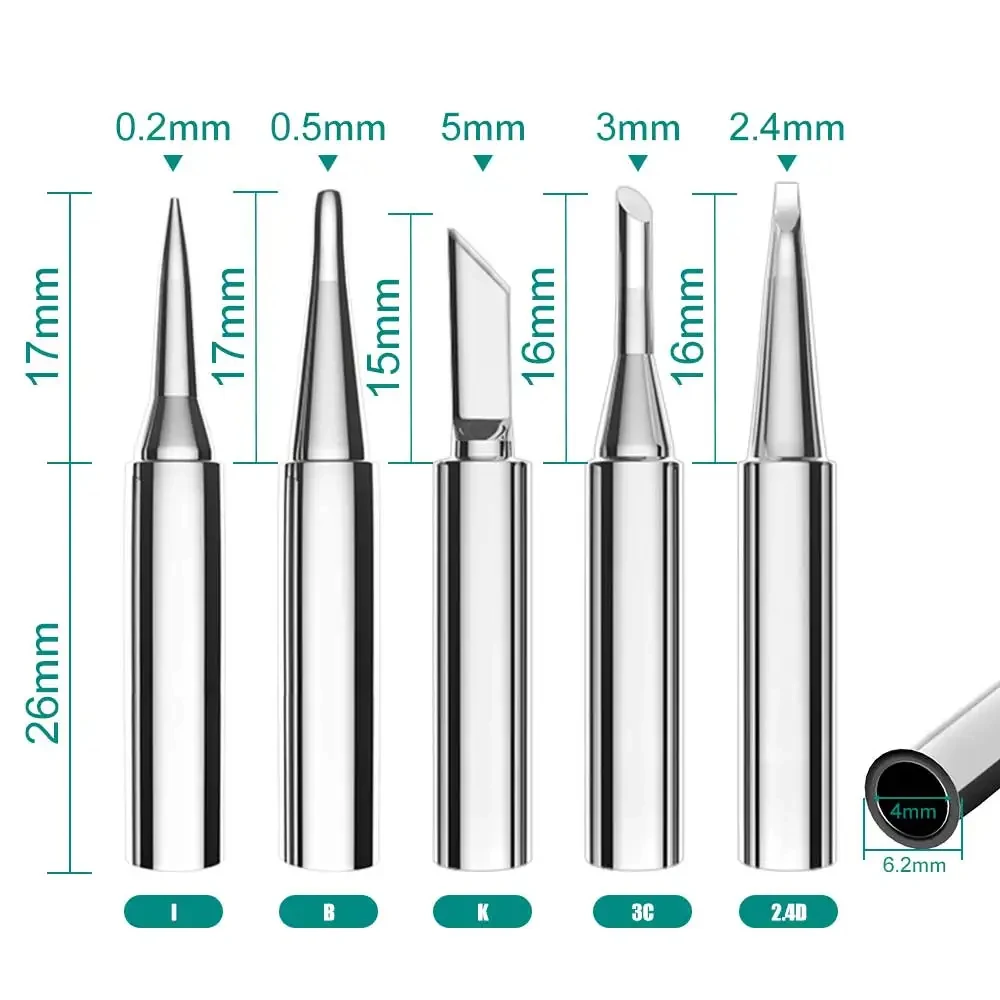5-Piece Pure Copper Soldering Iron Tip Set