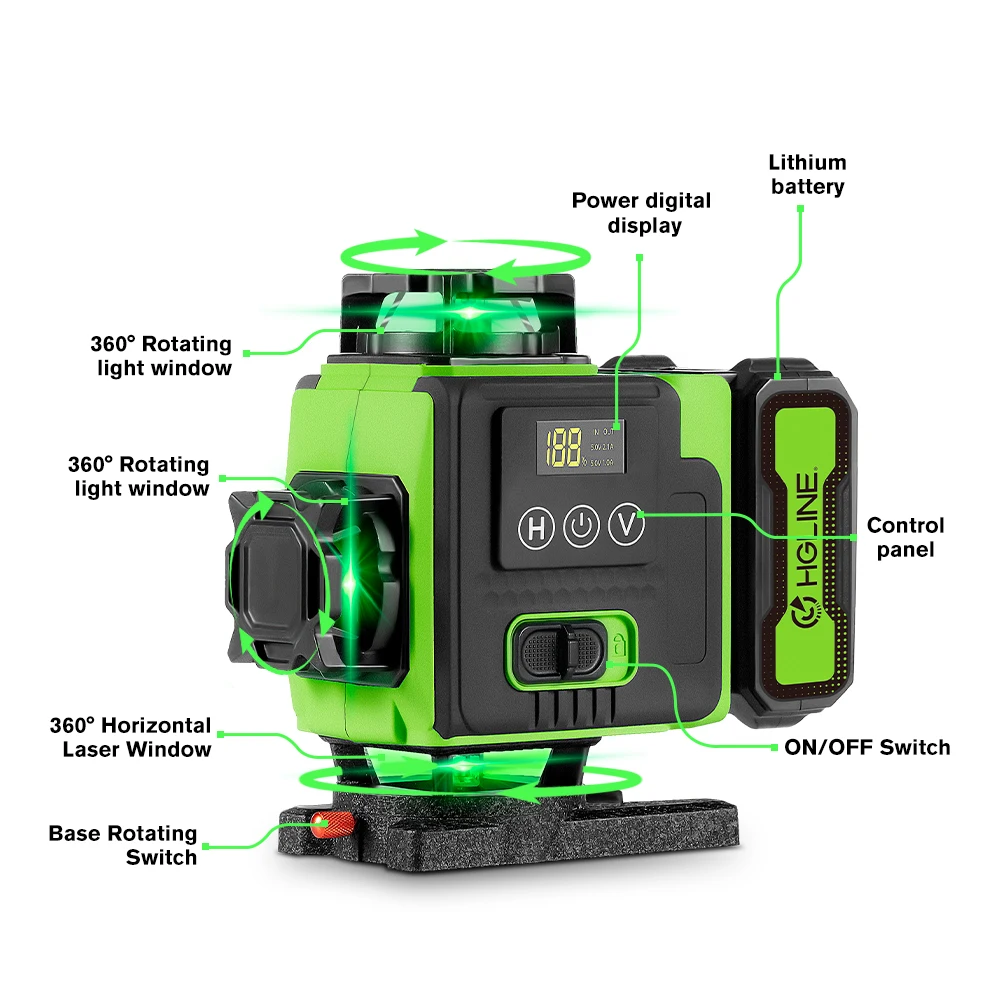 16 Lines Laser Level APP Remote Control Horizontal Vertical Levels Machine Power