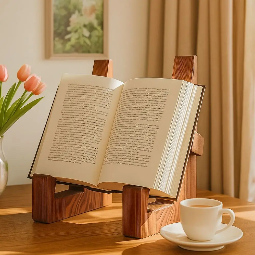 Vintage Wooden Cookbook Holder - Handmade Decorative Recipe Stand