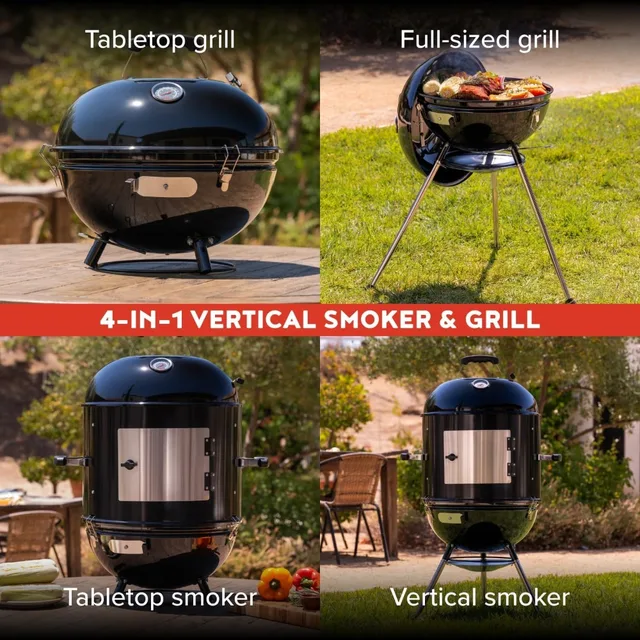 18-Inch 4-in-1 Portable Charcoal BBQ Smoker Grill with Adjustable Air Vent, 600 SQ. In Cooking Area & Temperature Gauge 5 18-Inch 4-in-1 Portable Charcoal BBQ Smoker Grill with Adjustable Air Vent, 600 SQ. In Cooking Area & Temperature Gauge 5