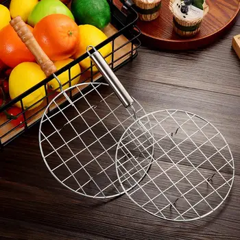 Wire Roaster Round Cooking Racks Stainless Steel Roasting Cooking Racks With Handle For Picnic Camping Baking Cooking BBQ