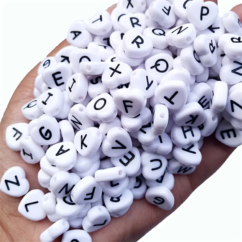 Adwzy Pack of 1400 Letter Beads Spacers 7 x 4 mm Letters A-Z Heart