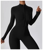 Womens Jumpsuits Long Sleeve Yoga Slim Fit Stretch One Piece Romper Sexy Fitness Female Basic Sportwears Tight Zipper Ladies - Image 4
