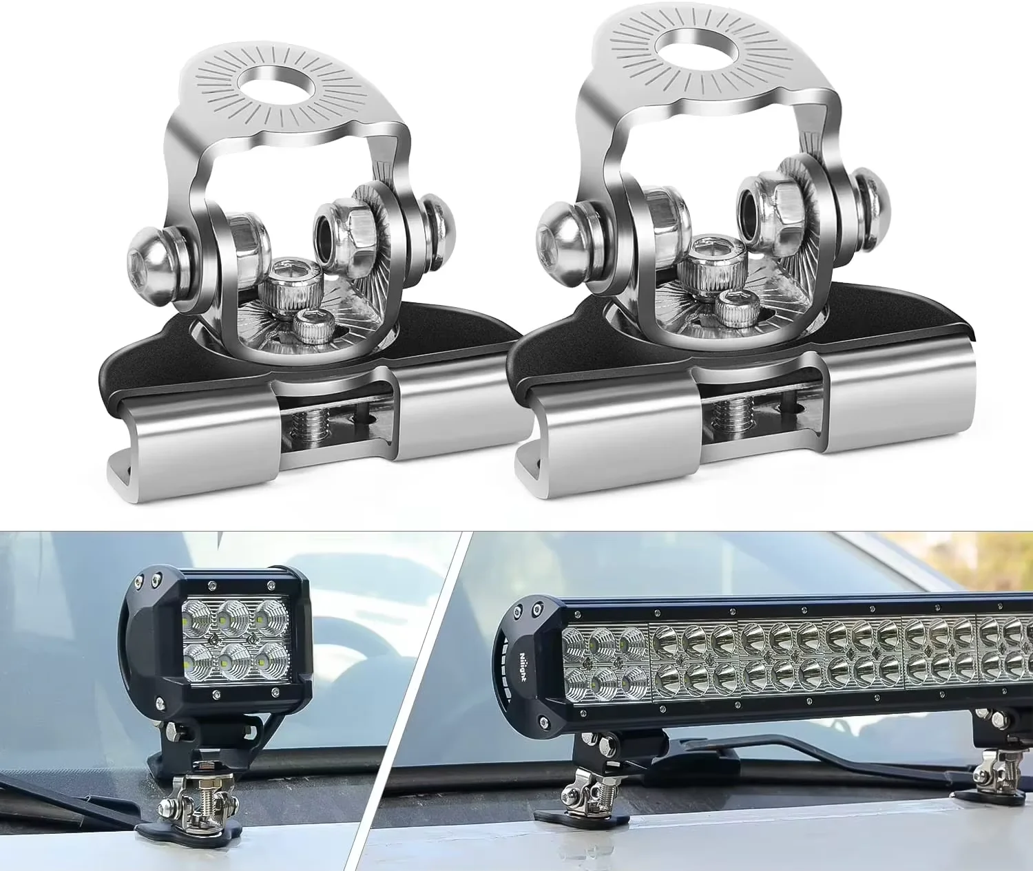 Clamp Stainless Steel Pillar Hood Off Road Led Work Light Bar Holder Accessories Universal 2pcs/set Car Mount Work Light Bracke