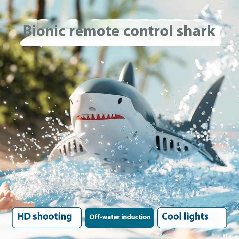 Remote Control Shark Water Spray Camera Charging Simulation Electric Giant Toothed Shark Simulation Swinging Fish Children Play