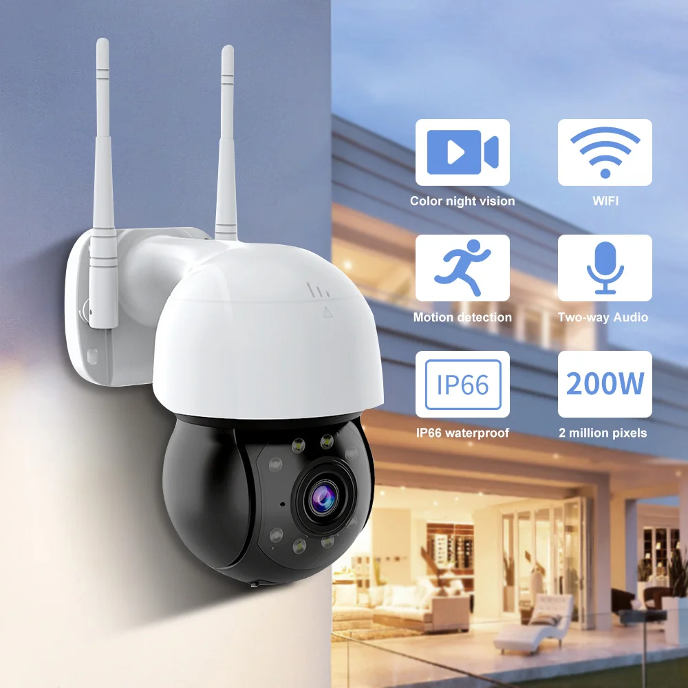 TAIBOAN 야외 투야 와이파이 IP 카메라, HD 2MP 감시 카메라, 풀 컬러 AI 인간 추적 보안 모니터 카메라, 앱 제어