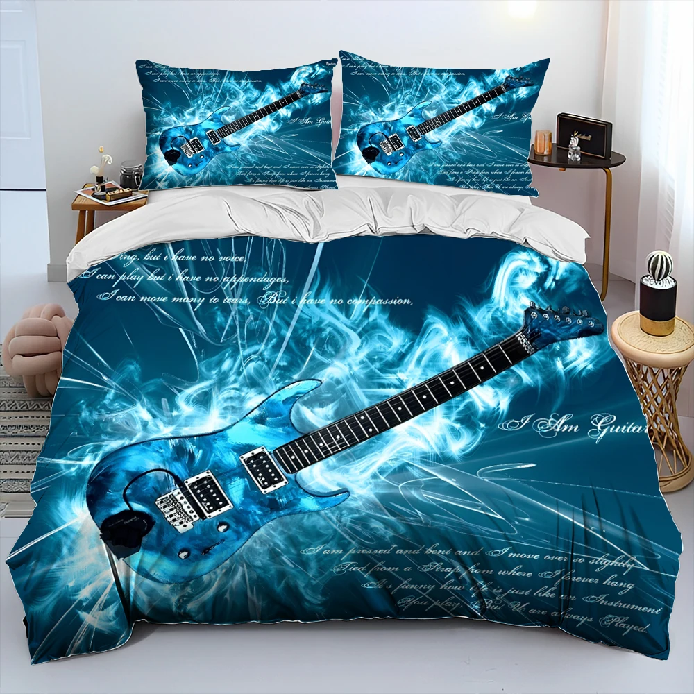 3D Classical Guitar Electric Guitar Comforter Bedding Set,Duvet