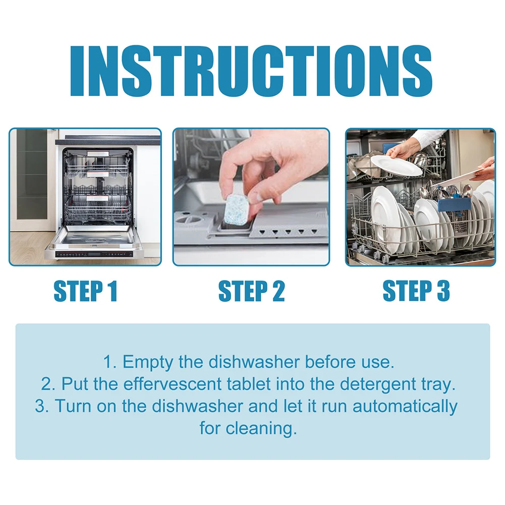 6pcs/box Deodorizer Tablets Remove Limescale Build Up and Odor Descaling Detergent Deep Cleaning for Dishwasher Washing Machine