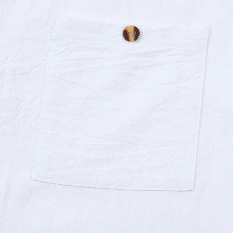 Herren Baumwoll-Leinen Langarm Henley-Hemd mit Stehkragen, Knopfleiste und Brusttasche, Lässiges Atmungsaktives Alltags-, Urlaubs- und Arbeitshemd – Detail 39