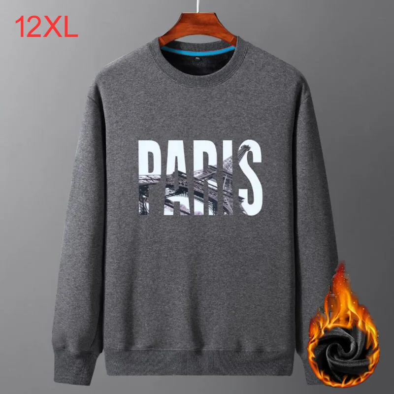 

165KG Men Shirt Long Sleeve Winter Large Size Plus Velvet Thick 5XL 6XL 12XL Casual T-Shirt Cotton 7XL 8XL Home T-Shirt Gray