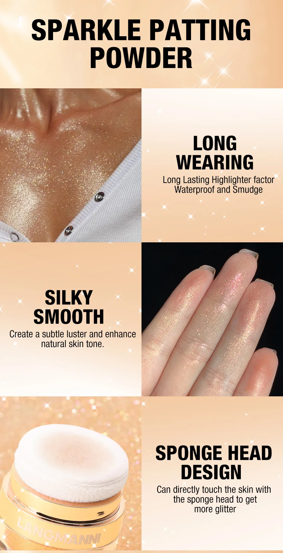 Description Picture 6 of itemHighlighter Powder Body Glitter Powder Shimmer Contour Blush Sparkling Makeup for Face Eye Body Highligh Makeup