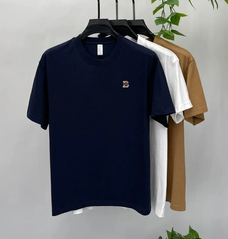 100% Baumwolle Hochwertige Marken-Kurzarm-T-Shirts Modisches B-förmiges Buchstaben-Prägedruck Rundhals Sommer Herren Luxus Neues Casual-Oberteil – Detail 24