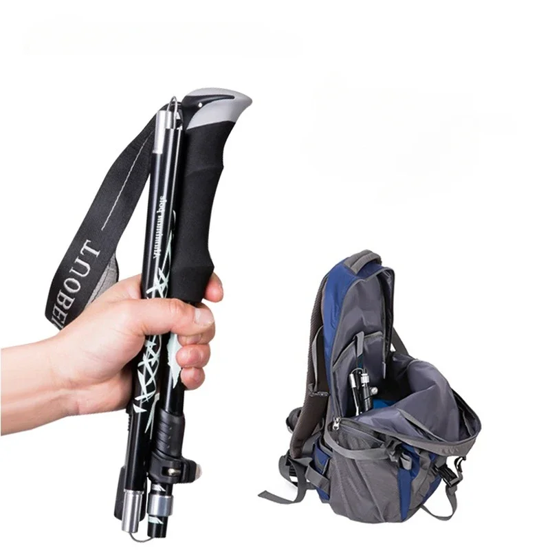 

5-Section Portable Outdoor Fold Trekking Pole Walking Hiking Stick Telescopic Club For Nordic Elderly Camping Walking Poles