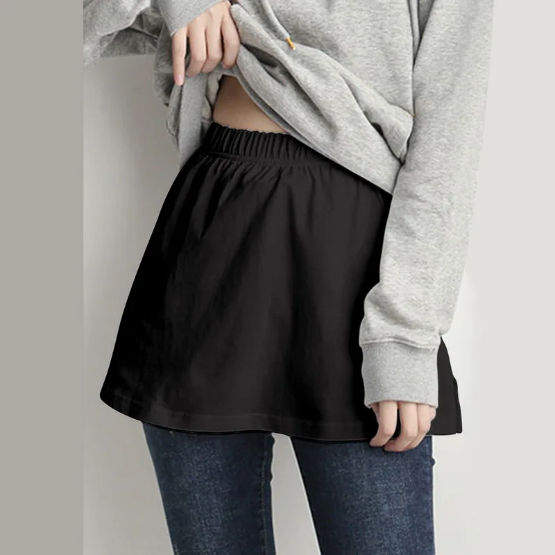 Lady Fake False Shirt Tail Hem Cotton Stripe Detachable Skirt