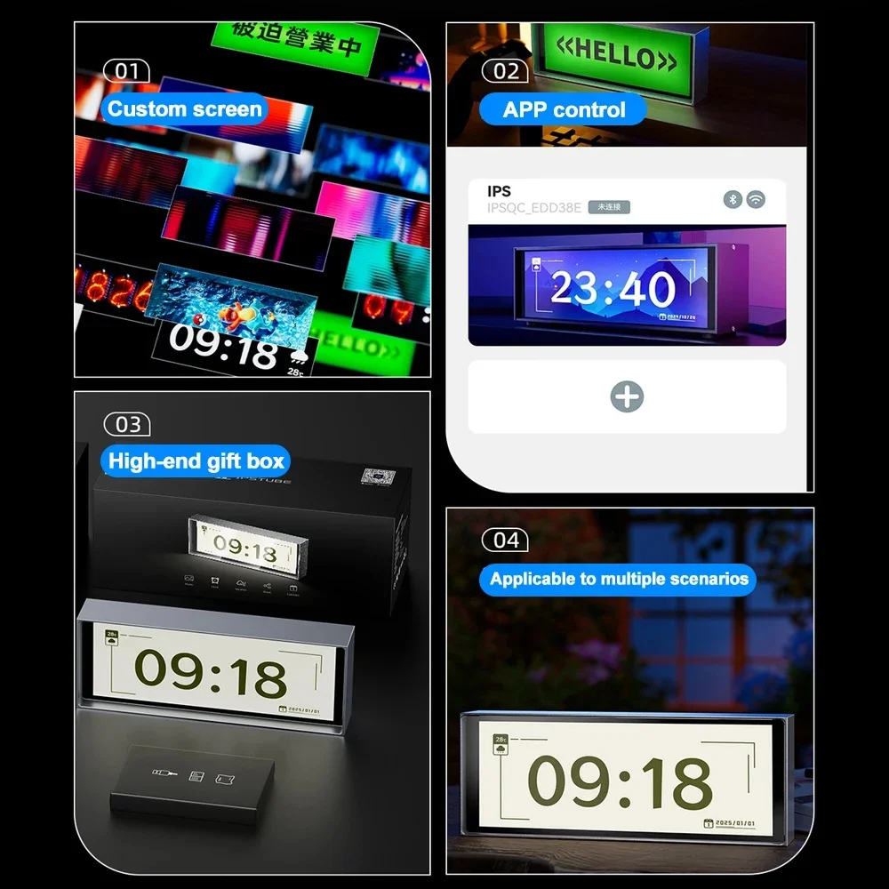 Smart Quantum Clock Night Light with APP - Digital Photo Frame, Touchscreen Weather Calendar Display for Gaming Room/Home Decor view 6