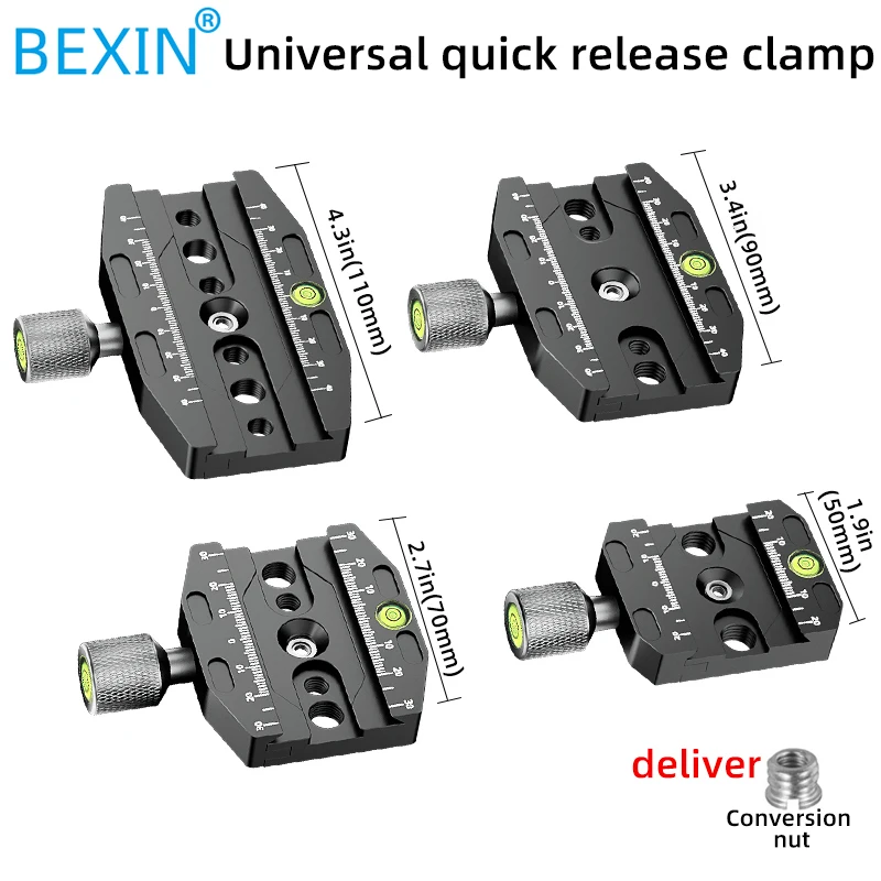 50mm/70mm/90mm/110mm Aluminium Quick Release Clamp Tripod Ball Head Mount Clamp for Arca-Swiss Standard Camera Monopod camera clamp tripod adapter mount