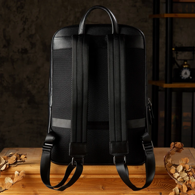 Men's Handmade Casual Genuine Leather Rucksack Large Capacity Business Backpack Fashion First Layer Cowhide Leather Travel Bag