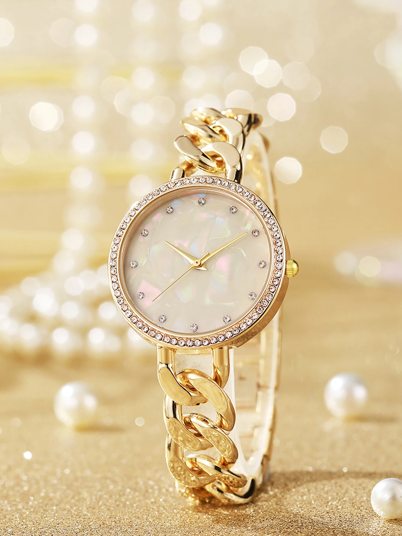 Fashion Simple Diamond Dial Chain Steel Belt Quartz Bracelet Watch women watches electronic watch