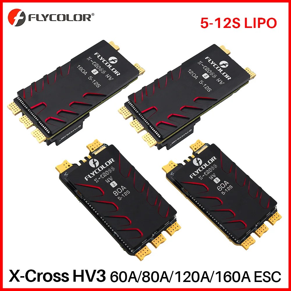 Flycolor X-Cross HV3 ESC 60A 80A 120A 160A BLHeli_32 5-12S Lipo for FPV Drone