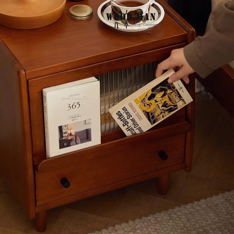 Realife Vintage Solid Wood Bedside Table Small And Simple Bedroom Drawer Storage Cabinet Bed Tail Ultra Narrow Edge Cabinet