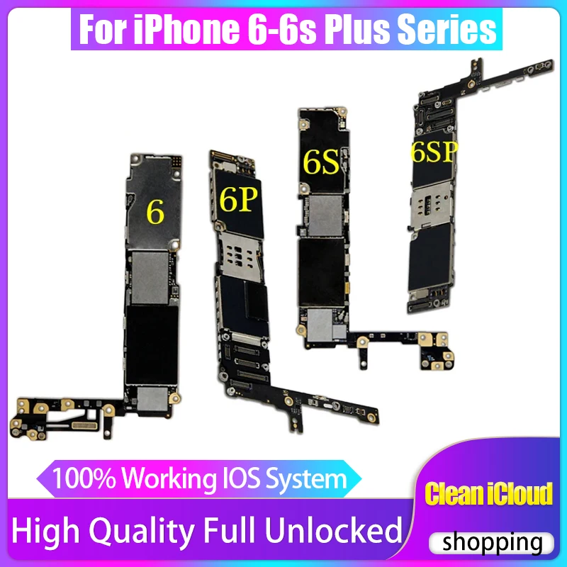 iPhone Motherboard Original MainBoard 32GB 64GB 128GB for iPhone 6 Plus / 6S Plus / 6 6S Unlocked Logic Board Clean iCloud Plate