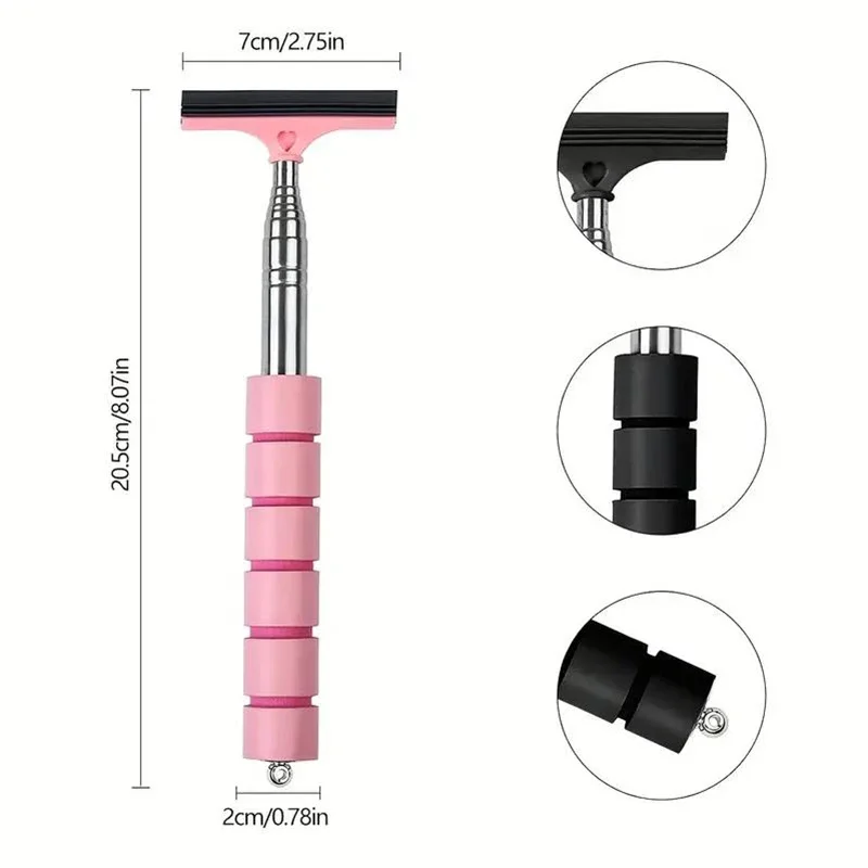 Extendable Car Rearview Mirror Rearview Mirror Wiper Stainless Steel Car Wiper Auto Glass Cleaning Tools Window Cleaning Brush