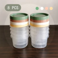 8 Pcs 500ml Round Food Fresh Keeping Box Kitchen Refrigerator Storage Container Fruits Snacks Sealed Jar Microwave Heating 1