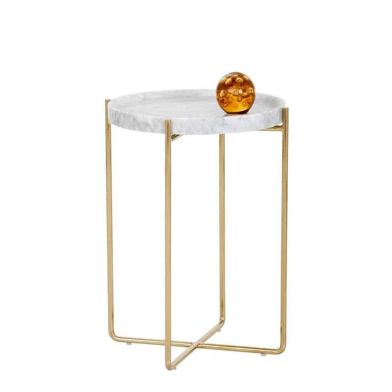 

Modern Marble Top Round White Marble Coffee Table Side Table for Living Room