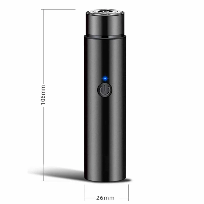 Black Aluminum Mini Electric Shaver for Men USB Charging Portable