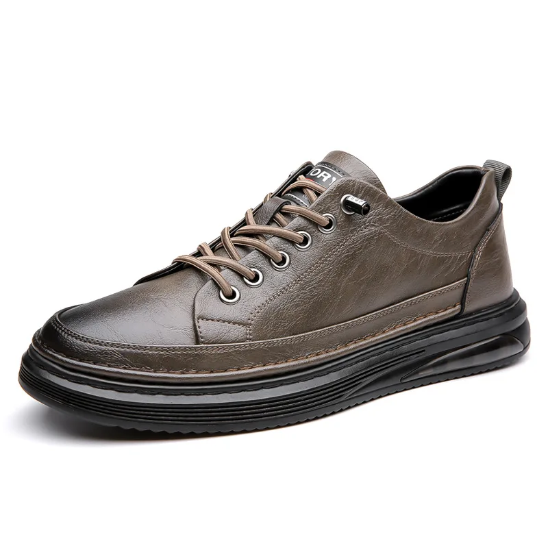 

Spring Autumn Cow Leather Men's Sneakers Fashion Casual New Designer Shoes Man Solid Color Zapatos De Hombre