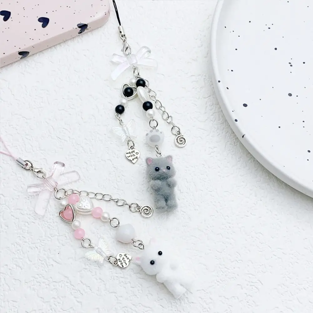 Charming 3D Kitten Phone Lanyard - Anti-Loss Cat Phone Strap Keychain