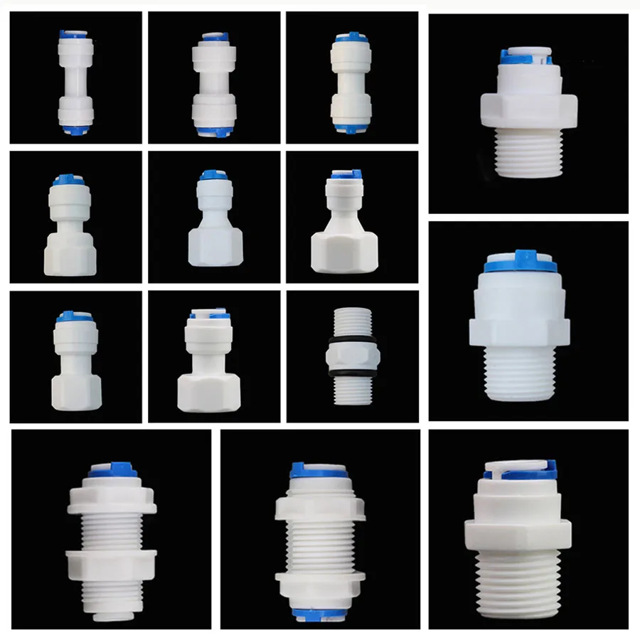 1/4" 3/8" OD Hose Tube 1/8" 1/4" 1/2" 3/4" Plastic Pipe Quick Connectors RO Water Connector Fittings Reverse Osmosis System pipe fitting,tee adapter