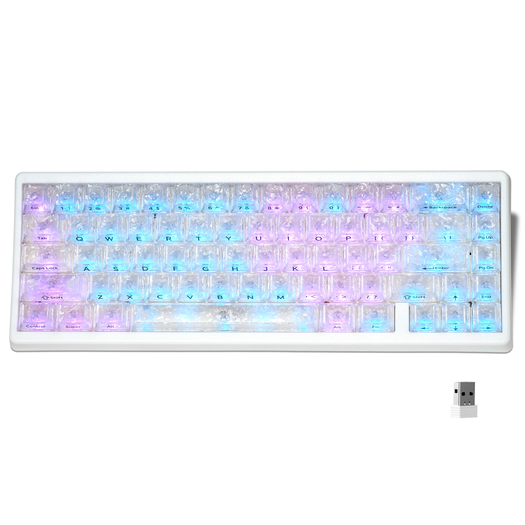 XVX M67 JadeStone 단조 카본 VIA 트라이 모드 기계식 키보드 (투명 키캡 포함) 65% 게이머용 RGB 백라이트 키보드 가스켓