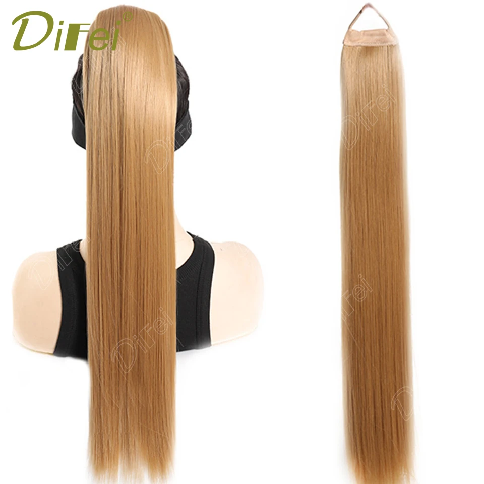 DIFEI Straight Hair Ponytail Synthetic Wig Women's Daily Casual Rubber Band Style Straight Hair Extended High Ponytail Wig