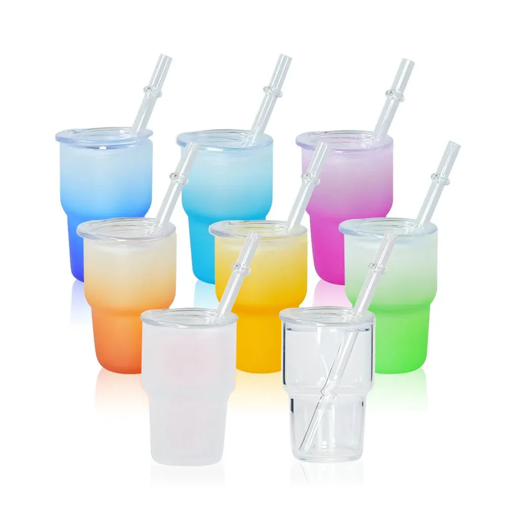 Gradient Colorful Mini Shot Glass Tumbler Sublimation 3oz Wine Tumblers Cup Colored Glass Mugs drinkware Personal Customization