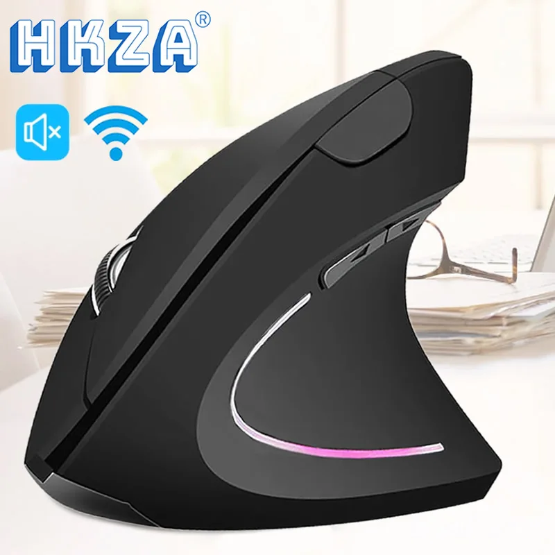 Hkza-mouse Ergonômico Vertical 2.4g sem Fio Silencioso Jogos de Computador 6d Usb Óptico Laptop pc