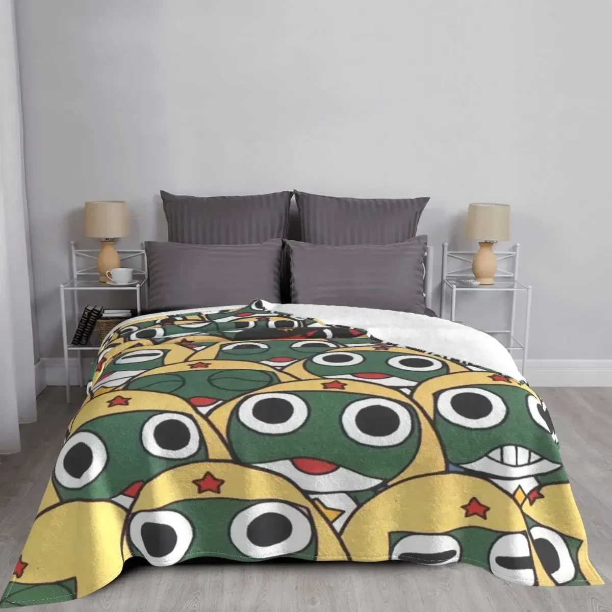 Anime Keroro Plaid Blankets Sofa Cover Fleece Printed Cartoon Collage Lightweight Thin Throw Blankets for Sofa Bedroom Rug Piece 3