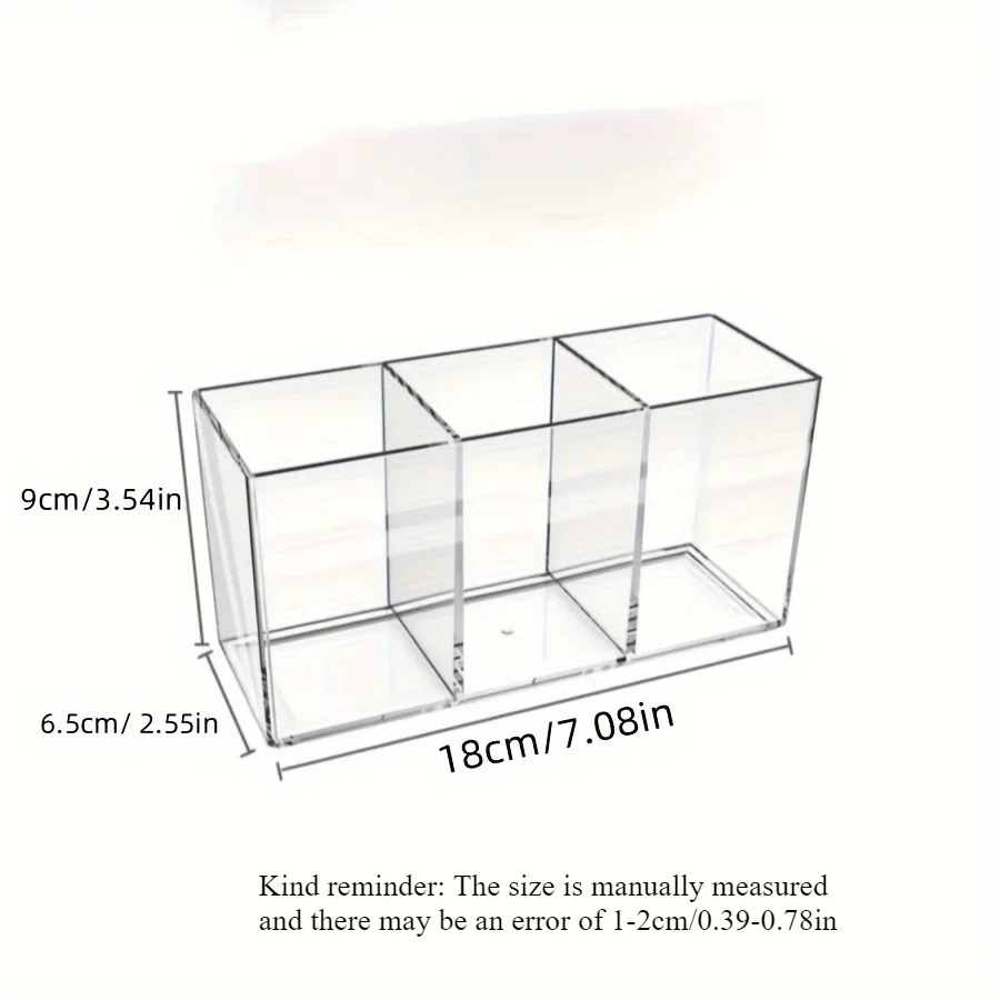 아크릴 메이크업 브러쉬 홀더, 3슬롯 화장품 정리함, 욕실, 책상, 메이크업 브러쉬, 립스틱, 아이라이너, 펜 보관용