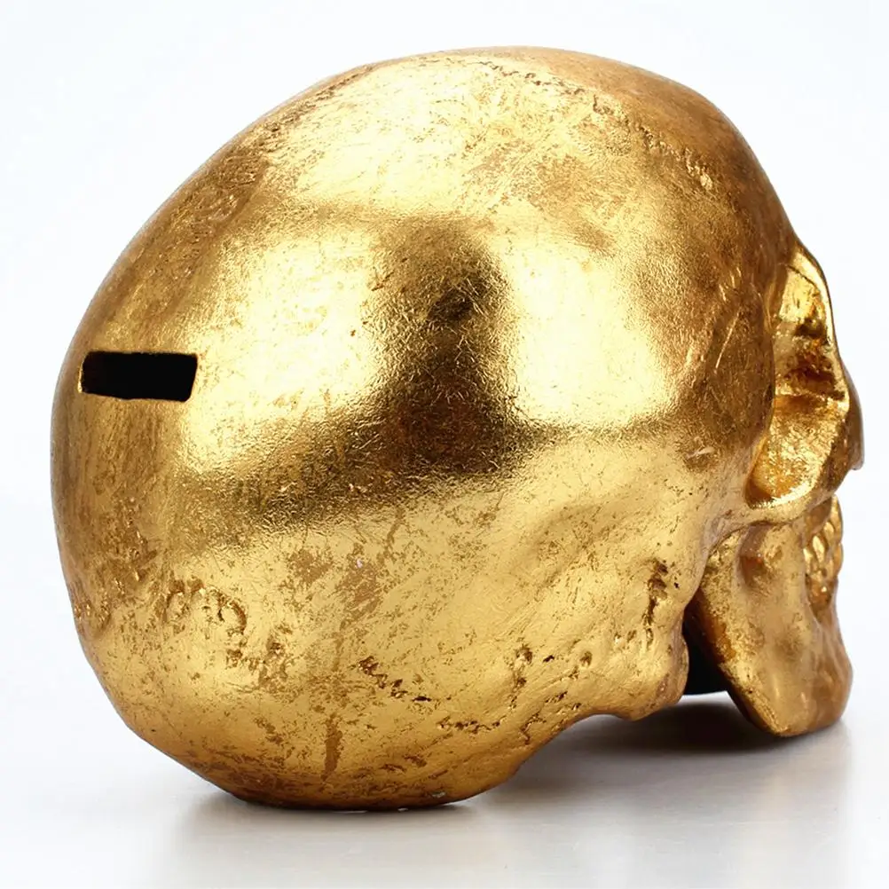 Gold Skull Coin Bank Money Box Piggy Halloween Gifts Decorative Storage 4