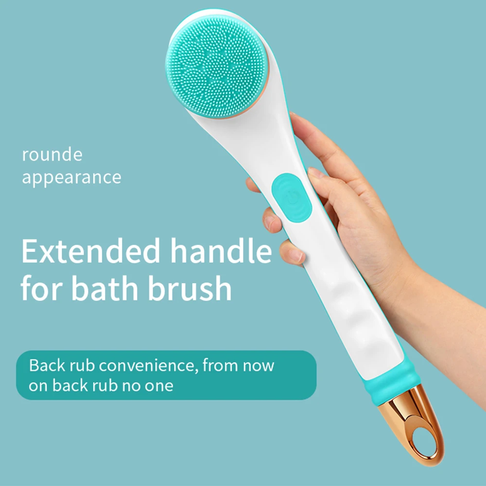 4 In Electric Bath Shower Brush Rotating Exfoliation Scrubber Shower Brush Long Handle Spa Waterproof Clean Face Body Massager