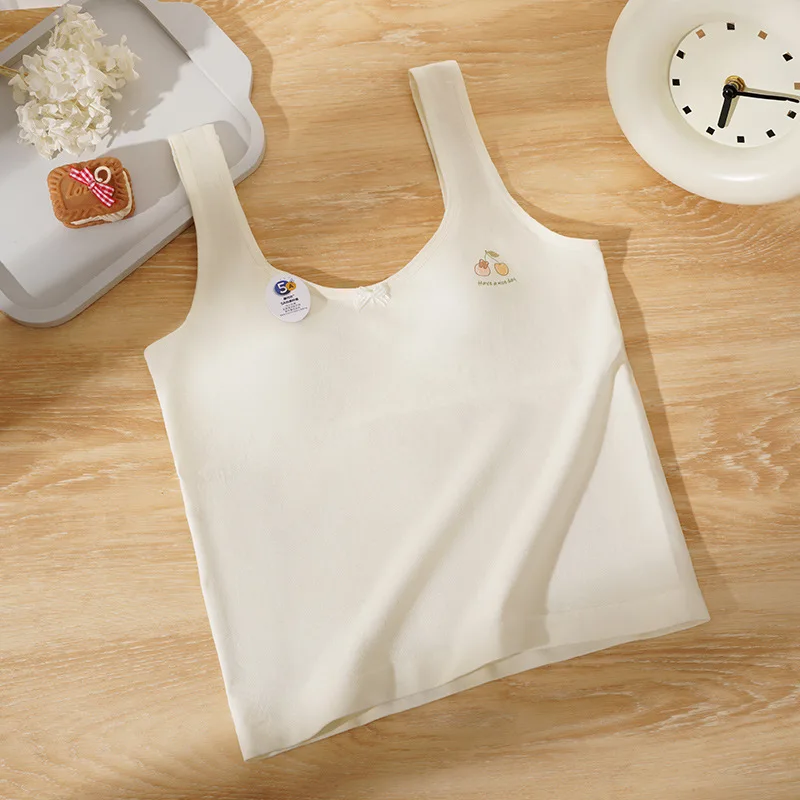 Girls' Early Puberty Underwear Medium-long Vest For Primary Middle School Students Anti-slip Vest Bra For Older Girls