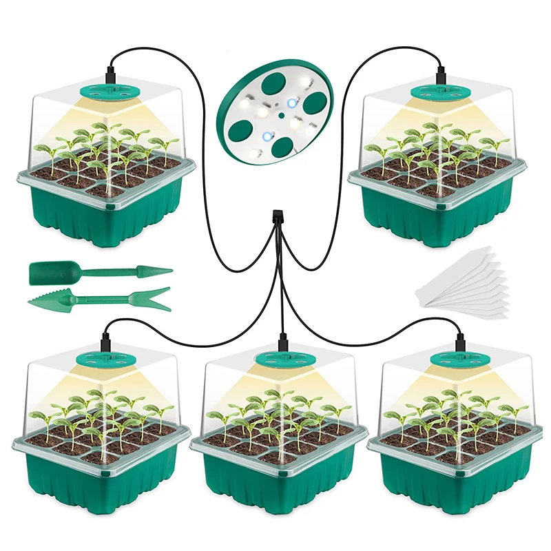

Full Spectrum Phytolamp For Indoor Plant Seed Starter Trays With LED Grow Light 12 Holes Per Tray Greenhouse Garden Growing Lamp