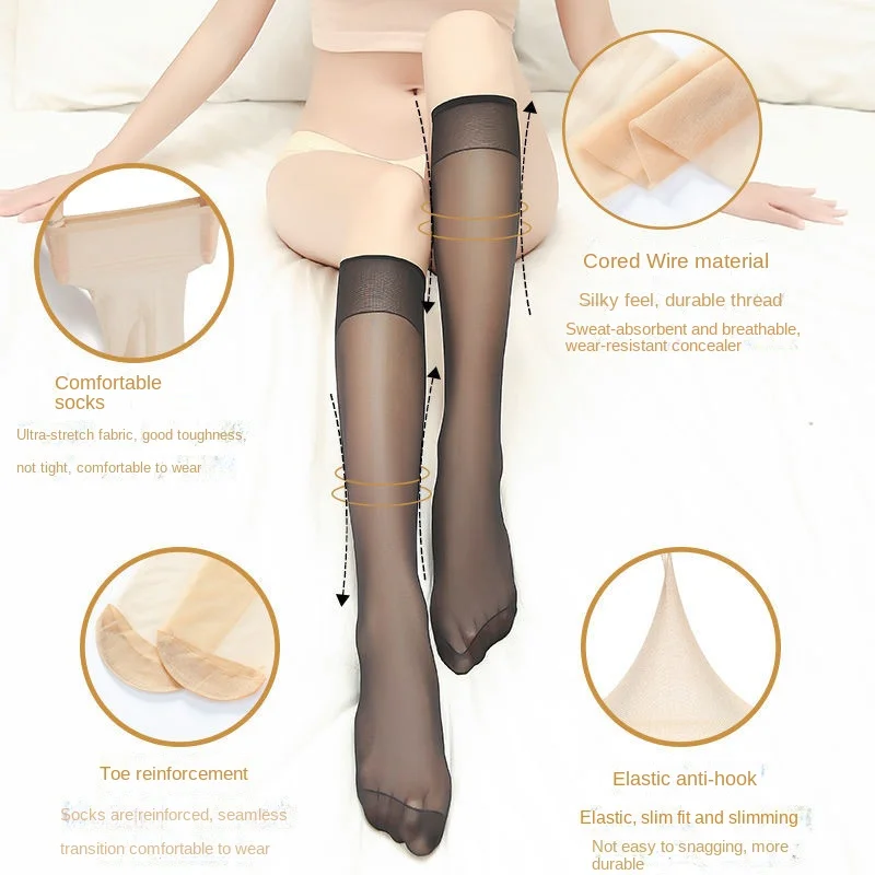 10 Pairs Calf Socks Summer Thin Half Long Socks Flesh Color Long Tube Calf Socks Korean Half Short Socks