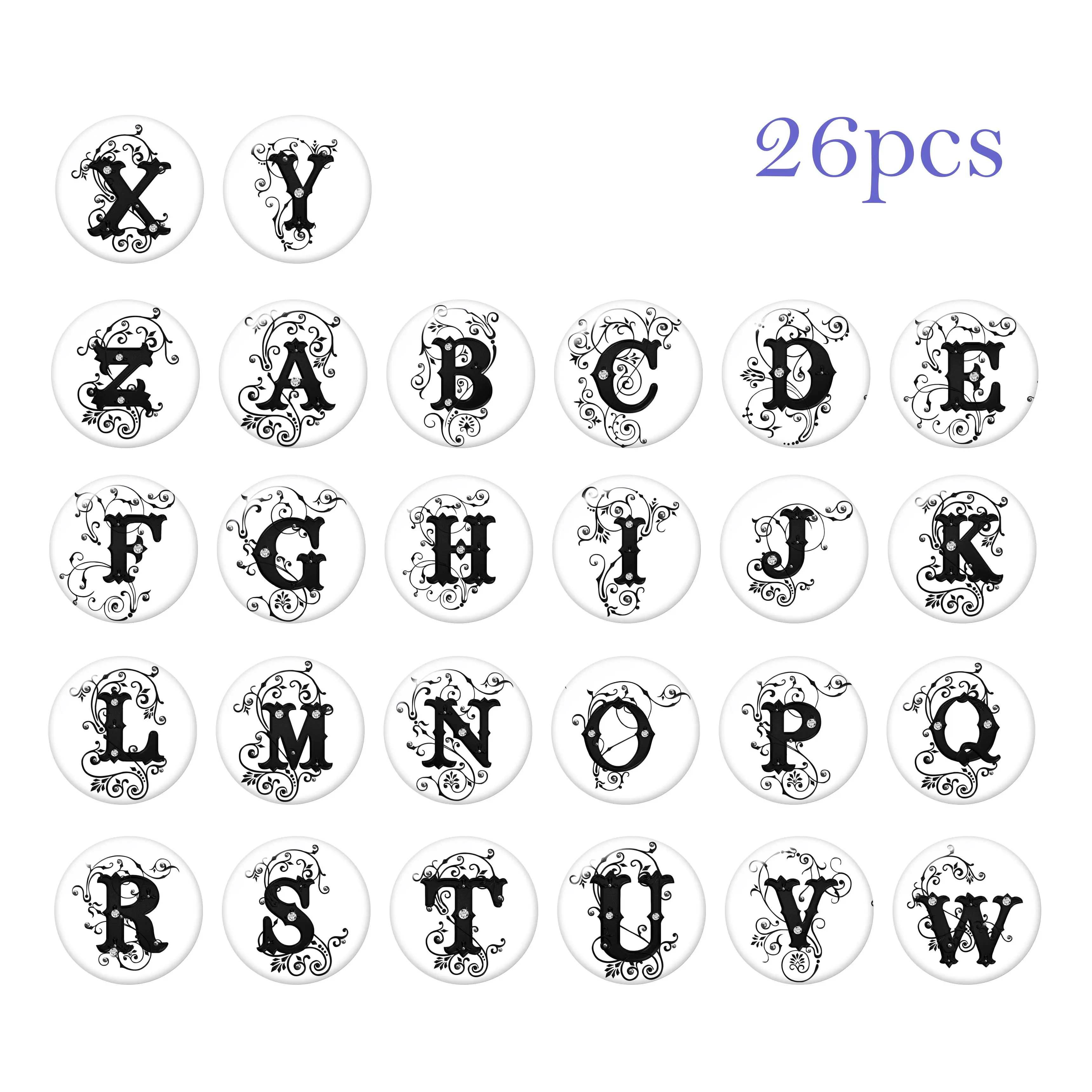 Photo Glass Cabochons Cabs | Alphabet Glass Cabochon | Cabochons Print - Jewelry Findings ...