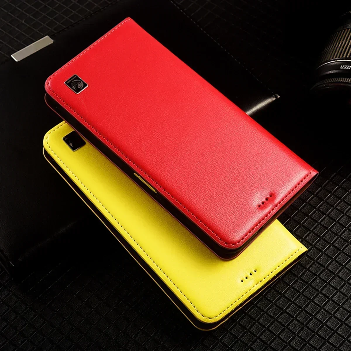 Nappa Genuine Leather Magnetic Flip Wallet Case Cover, Premium Quality